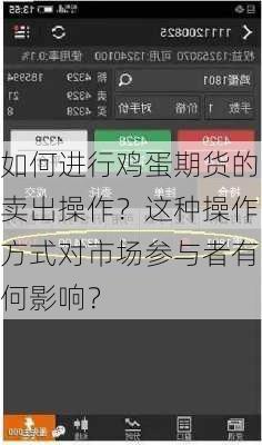 如何进行鸡蛋期货的卖出操作？这种操作方式对市场参与者有何影响？