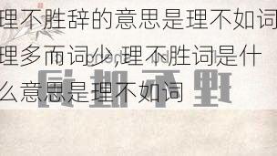 理不胜辞的意思是理不如词理多而词少,理不胜词是什么意思是理不如词