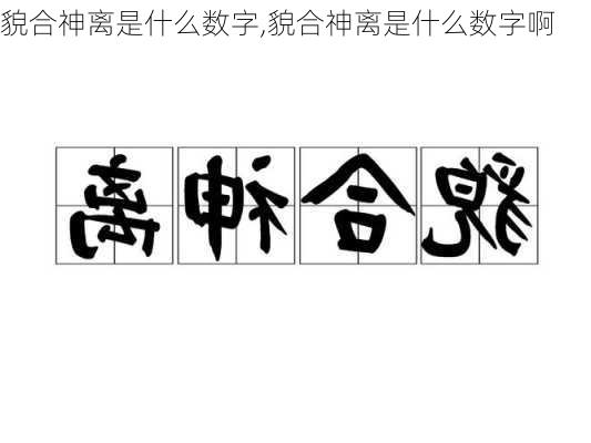 貌合神离是什么数字,貌合神离是什么数字啊