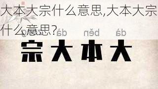 大本大宗什么意思,大本大宗什么意思?