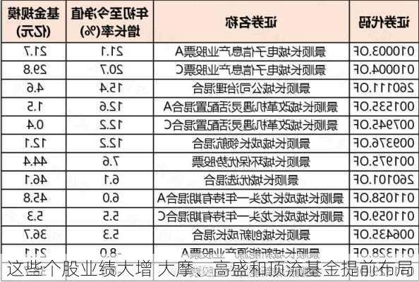 这些个股业绩大增 大摩、高盛和顶流基金提前布局