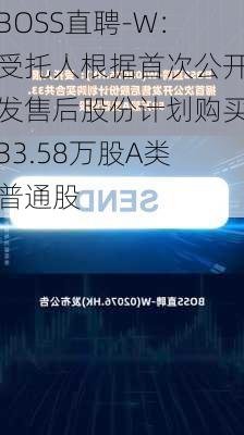 BOSS直聘-W：受托人根据首次公开发售后股份计划购买33.58万股A类普通股