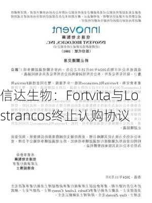 信达生物：Fortvita与Lostrancos终止认购协议