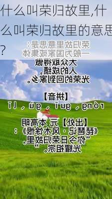 什么叫荣归故里,什么叫荣归故里的意思?