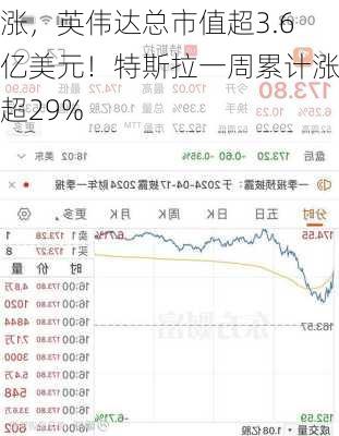 大涨，英伟达总市值超3.6万亿美元！特斯拉一周累计涨幅超29%