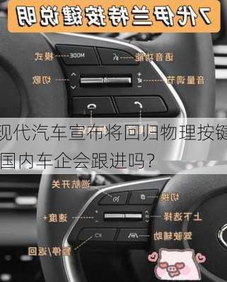 现代汽车宣布将回归物理按键 国内车企会跟进吗？