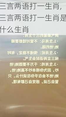 三言两语打一生肖,三言两语打一生肖是什么生肖