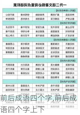 前后成语四个字,前后成语四个字上下