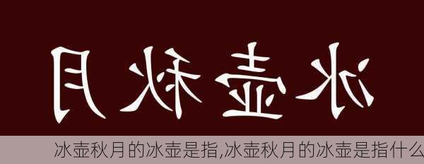 冰壶秋月的冰壶是指,冰壶秋月的冰壶是指什么