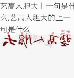 艺高人胆大上一句是什么,艺高人胆大的上一句是什么