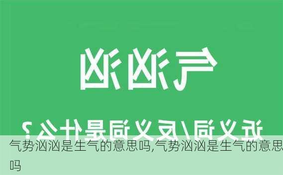 气势汹汹是生气的意思吗,气势汹汹是生气的意思吗