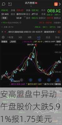 安高盟盘中异动 下午盘股价大跌5.91%报1.75美元