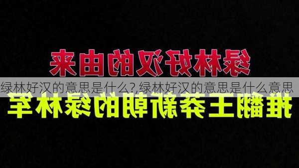 绿林好汉的意思是什么?,绿林好汉的意思是什么意思