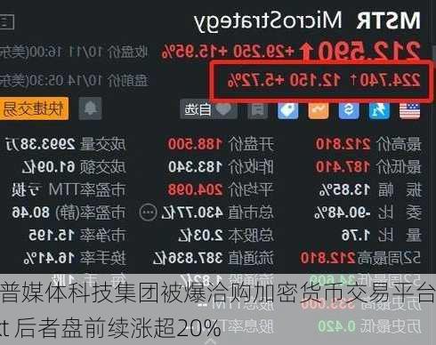 特朗普媒体科技集团被爆洽购加密货币交易平台Bakkt 后者盘前续涨超20%