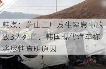 韩媒：蔚山工厂发生窒息事故致3人死亡，韩国现代汽车称将尽快查明原因