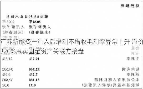 江苏新能资产注入后增利不增收毛利率异常上升 溢价320%甩卖固定资产关联方接盘